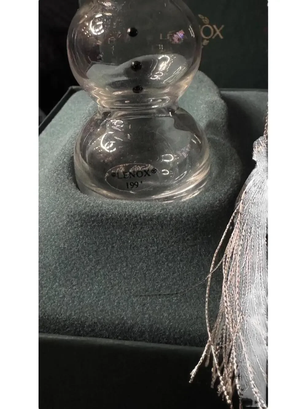 Vintage 1991 Lenox Ornament Glass Snowman In Original Box